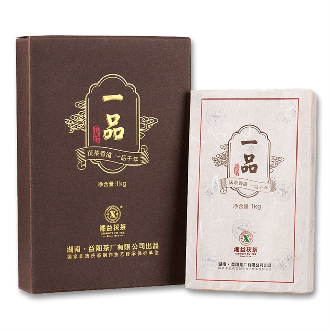 湘益獲茶湖南安化黑茶獲磚金花一品獲茶1kg益陽(yáng)茶廠